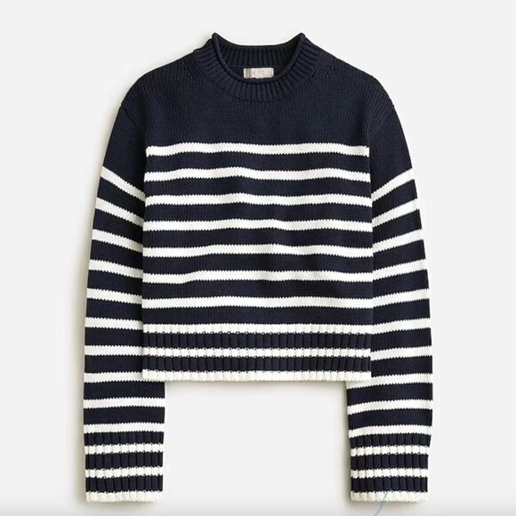 J. Crew Rollneck Cropped Striped Sweater Size XXS - Picture 1 of 7